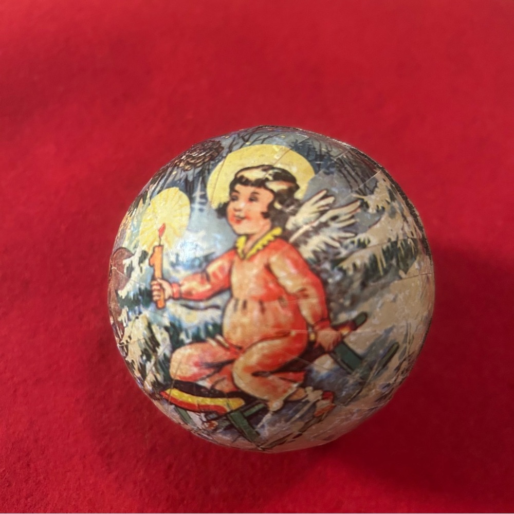 Vintage Angelic Ornament with Red and Cream Accents